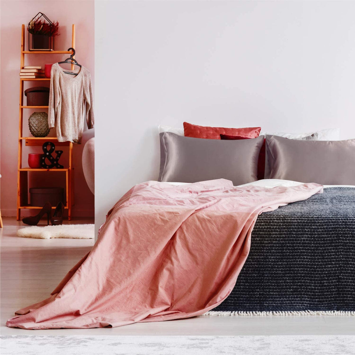 Satin Pillowcase for Hair and Skin, 2-Pack Pillow Cases - Satin Pillow Covers with Envelope Closure, Rose Taupe