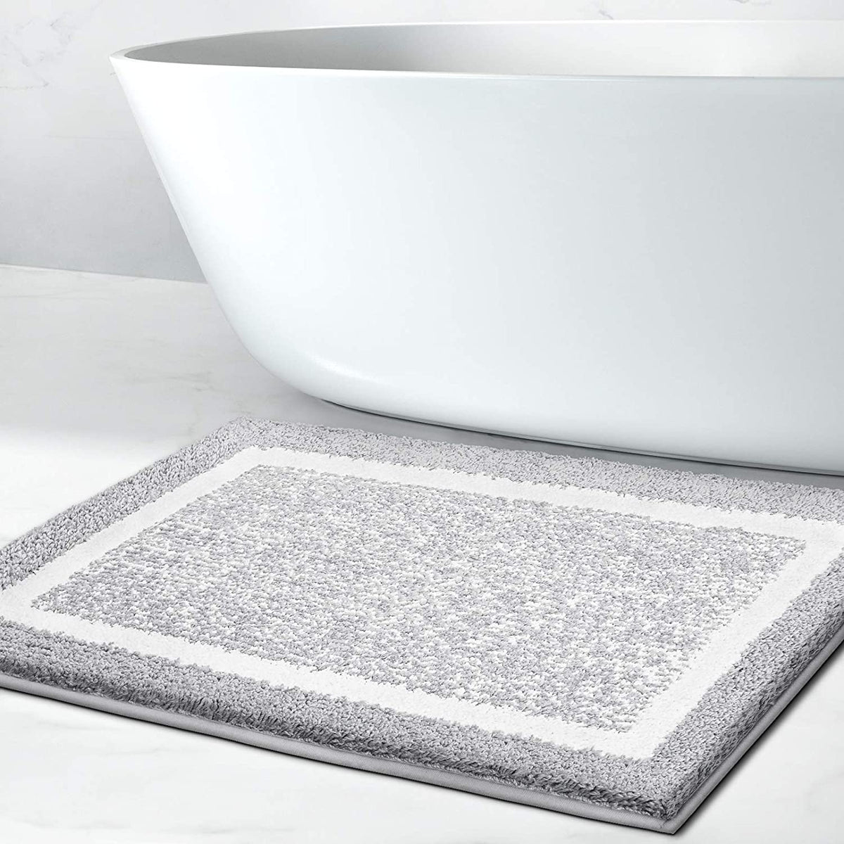 Bathroom Rug Mat, Ultra Soft and Water Absorbent Bath Rug, Bath Carpet, Machine Wash/Dry, for Tub, Shower, and Bath Room (Grey)
