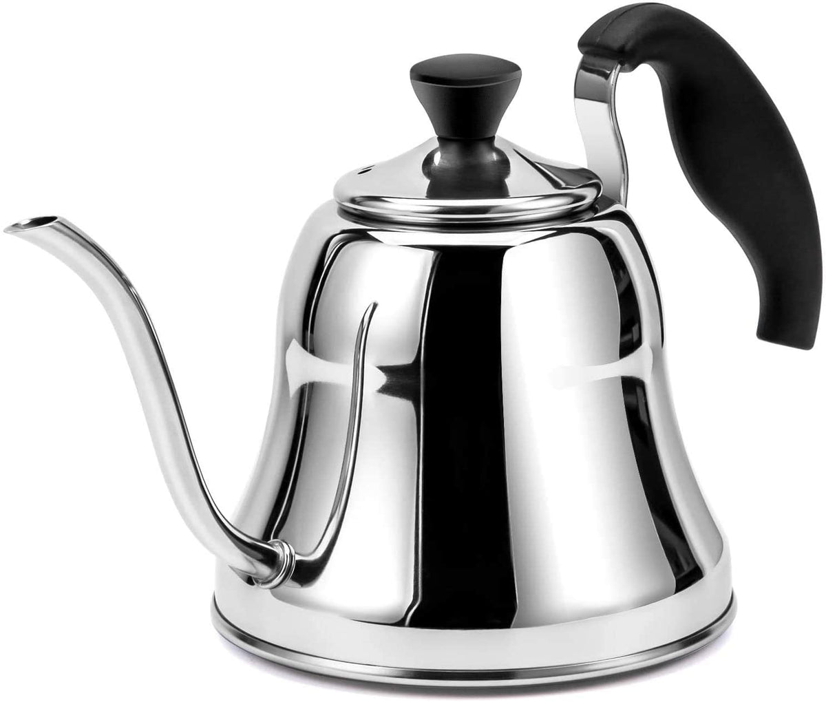 Tea Kettle for Stove Top Premium Gooseneck Kettle, Small Pour Over Coffee Kettle, Goose Neck Tea Pot Stovetop Teapot, Drip Hot Water Heater for Camping, Home & Kitchen, Stainless Steel, Silver