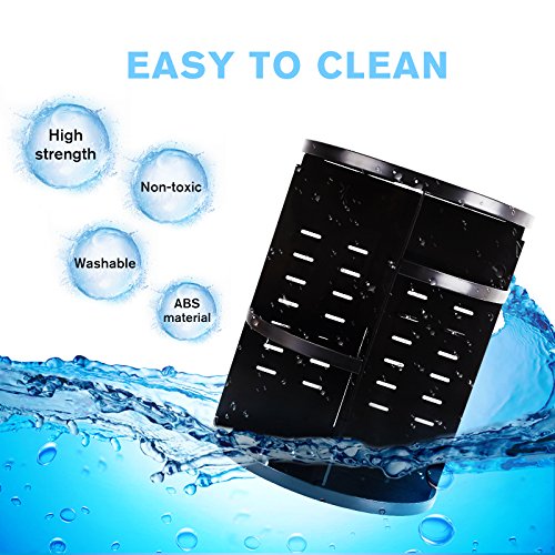 360 Rotating Makeup Organizer, DIY Adjustable Makeup Carousel Spinning Holder Storage Rack, Large Capacity Make up Caddy Shelf Cosmetics Organizer Box, Great for Countertop, Black