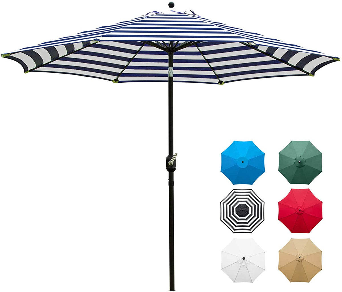Patio, Lawn & Garden 9' Patio Umbrella Outdoor Table Umbrella with 8 Sturdy Ribs (Blue and White)