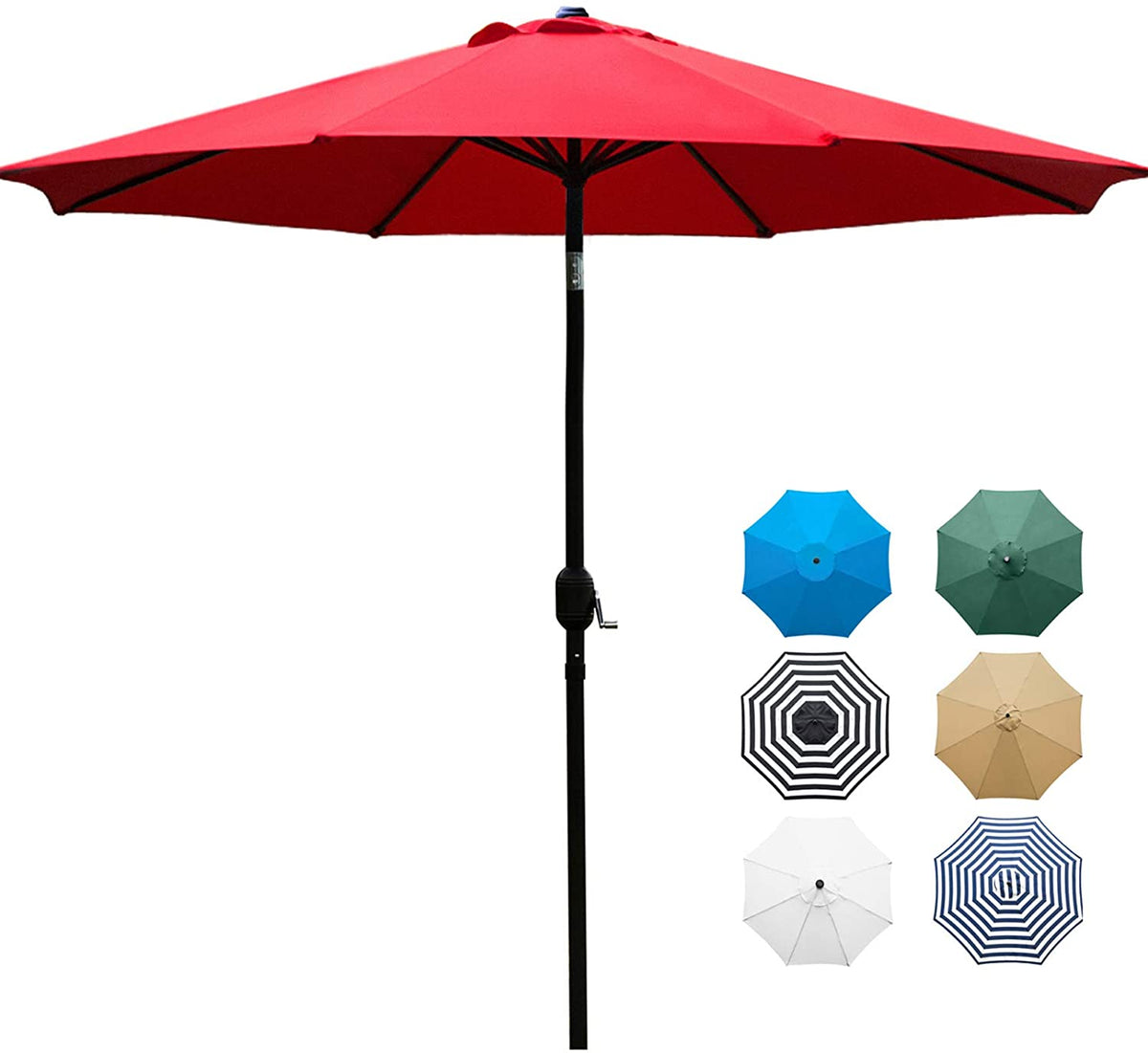 Patio, Lawn & Garden 9' Patio Umbrella Outdoor Table Umbrella with 8 Sturdy Ribs (Red)