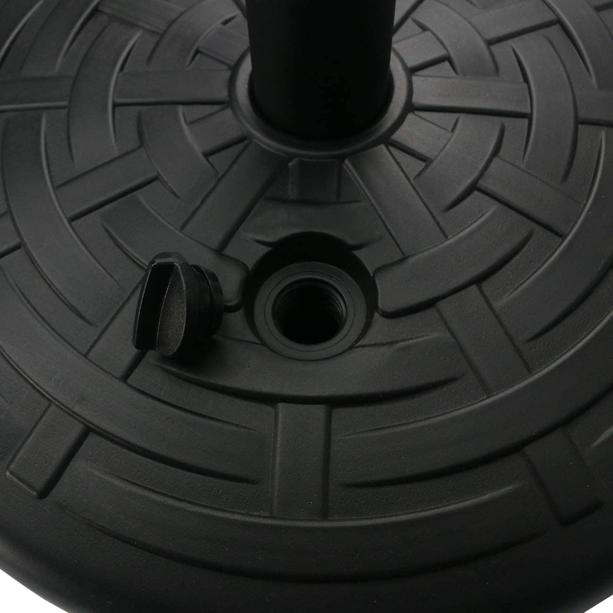 30LB Central Pole Umbrella Base with Wide Rattan Design with Steel Umbrella Holder Water Filled Umbrella Base Stand