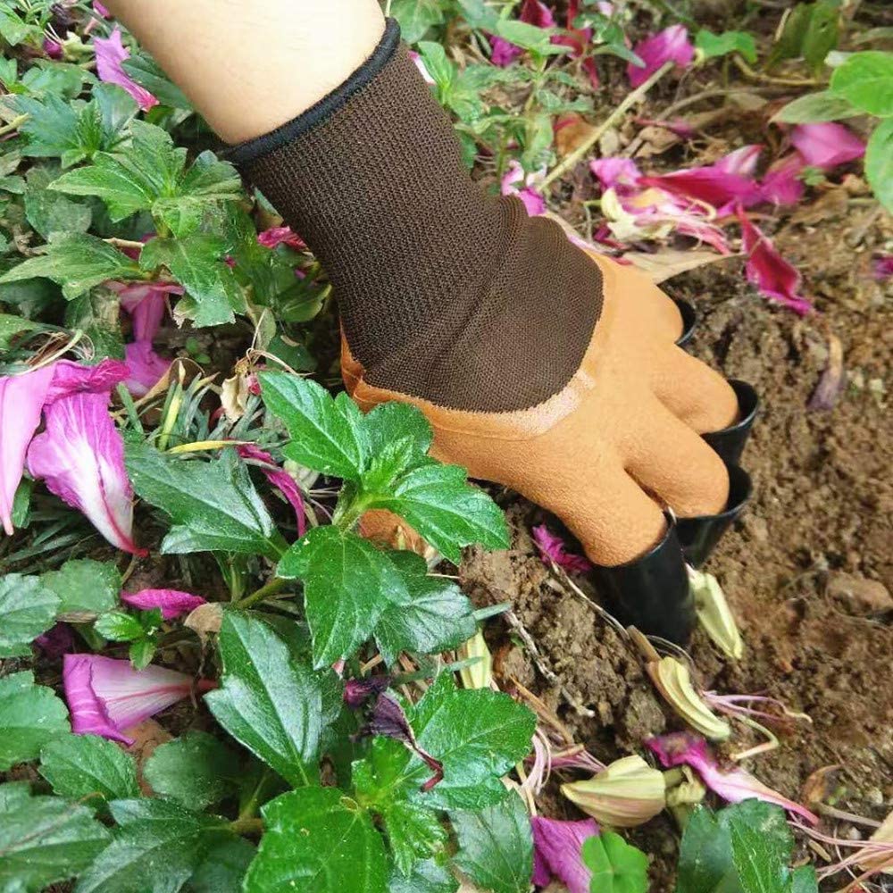 Garden Genie Gloves, Waterproof Garden Gloves with Claw For Digging Planting, Best Gardening Gifts for Women and Men. (Brown)