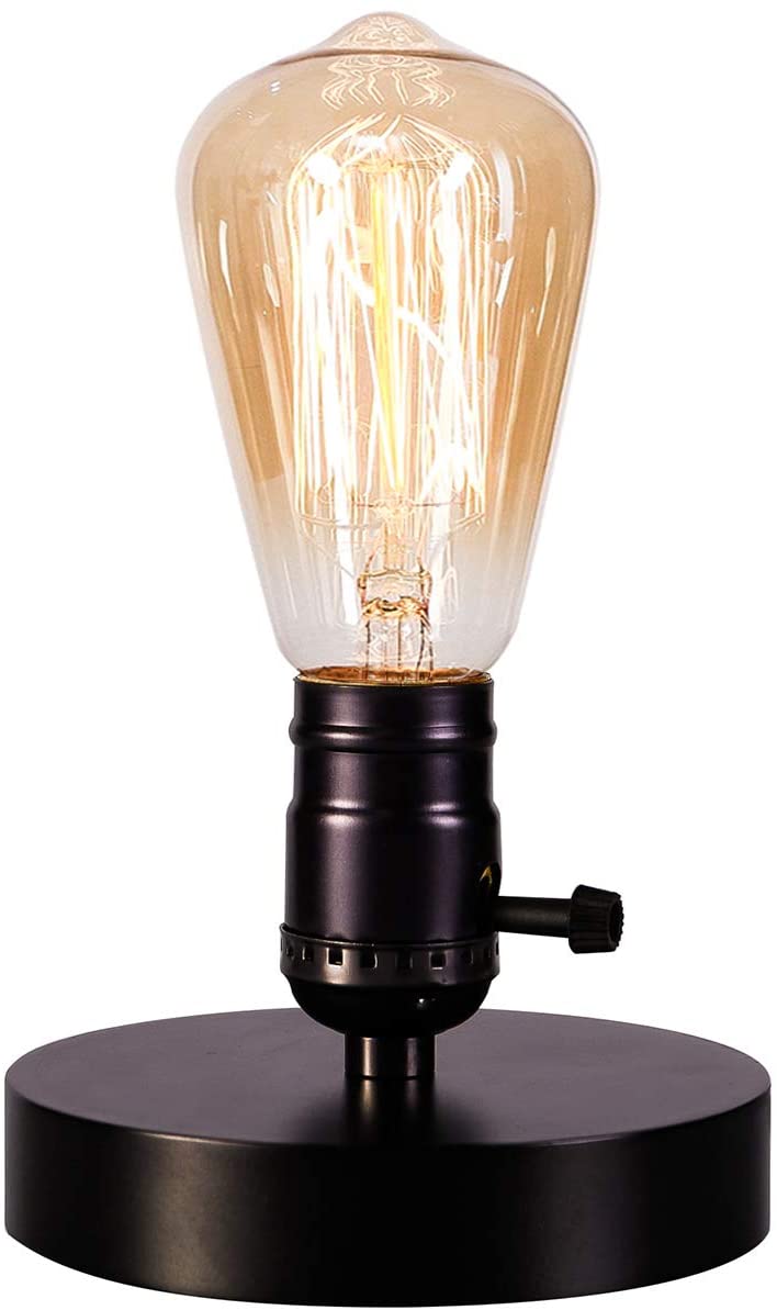 Treelen Vintage Table Lamp Base Licperron E26 E27 Industrial Vintage Desk Lamp with Plug in Cord On/Off Switch Bedside Lamp Holder for Home Lighting Decor