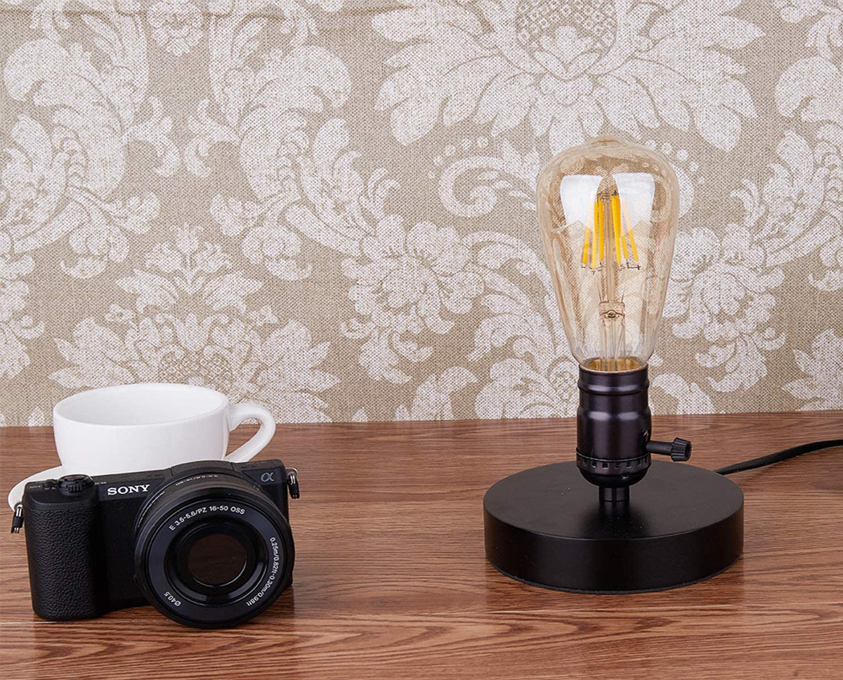 Treelen Vintage Table Lamp Base Licperron E26 E27 Industrial Vintage Desk Lamp with Plug in Cord On/Off Switch Bedside Lamp Holder for Home Lighting Decor