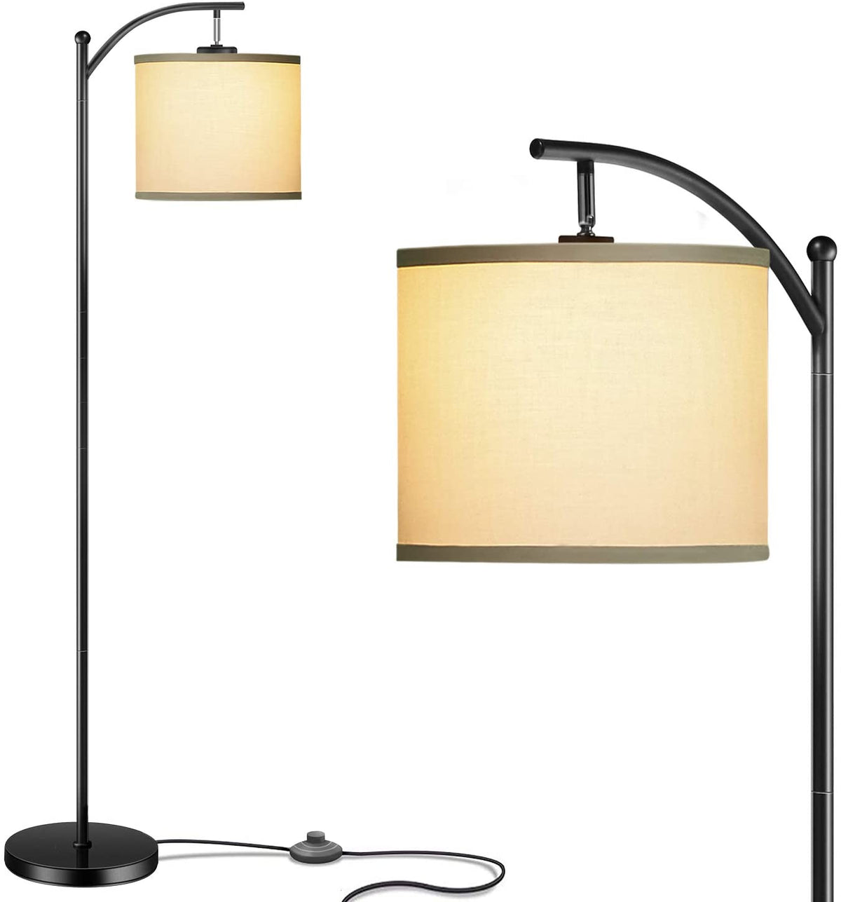 Floor Lamp for Living Room with Lamp Shade and 9W LED Bulb Modern Standing Lamp Floor Lamps for Bedrooms Black