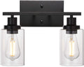 2-Light Black Wall Sconce Industrial Vintage with Clear Glass Shade and Metal Base, Bathroom Vanity Lights Hallway Light Fixture Sconces Wall Lighting