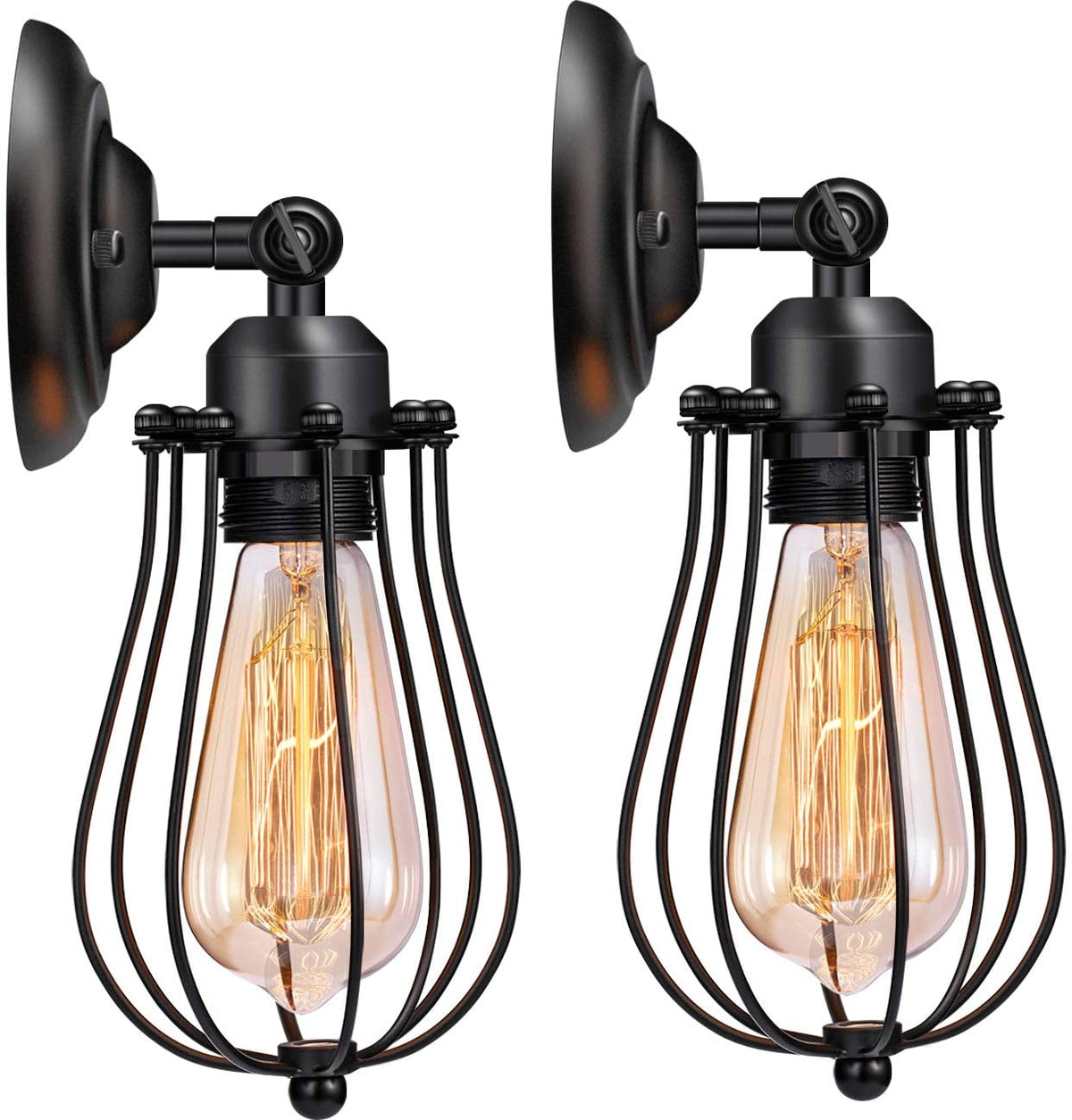 Wire Cage Wall Sconce Licperron Adjustable Industrial Wall Sconce 2 Pack Vintage Style Bedroom Garage Porch Mirror