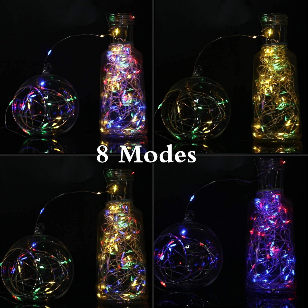 Outdoor Solar String Lights, 2 Pack 33 Feet 100 Led Solar Fairy Lights Waterproof Decoration Copper Wire Lights with 8 Modes for Indoor Outdoor Patio Yard Trees Party Decor(Multicolor)