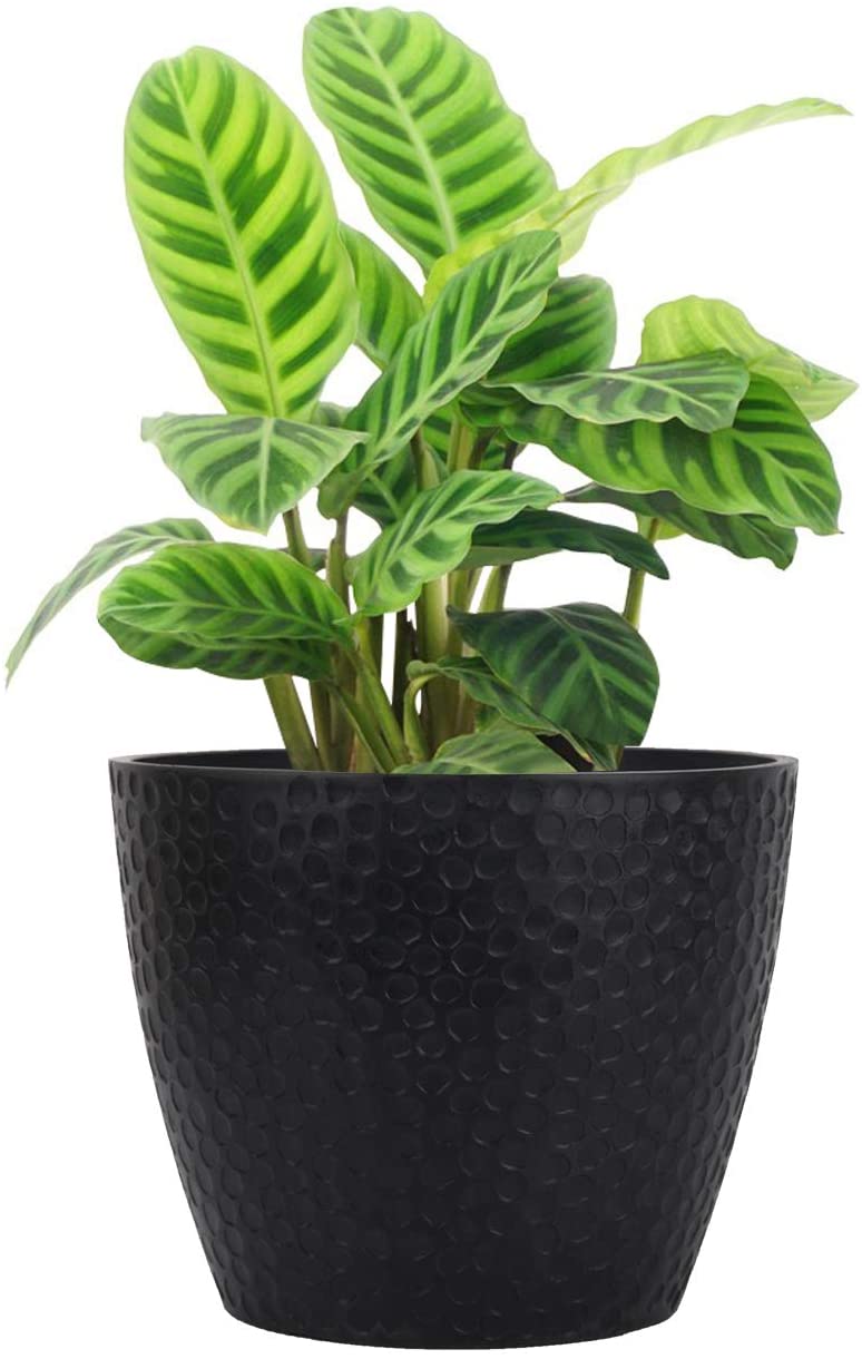 Outdoor Indoor Planters Flower Pots - 9.4 Inch Planter Pot Containers, Plant Pots, Black, Honeycomb