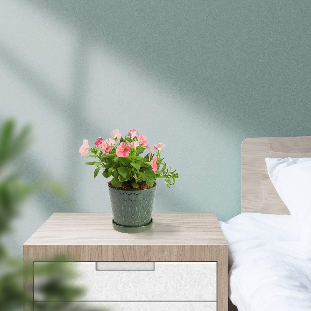 Succulent Planter –4”+5”+6” inch Ceramic Flower Pot with Drainage Holes and Ceramic Tray - Gardening Home Desktop Office Windowsill Decoration Gift Set 3 - Plants NOT Included (Patina)