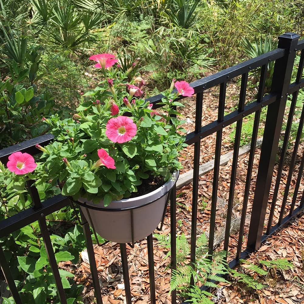 Hanging Railing Planters,Flower Pot Holder Hanger,Black Balcony Planters Railing Hanging,Metal Potted Stand Mounted for Indoor Outdoor 3 Pack