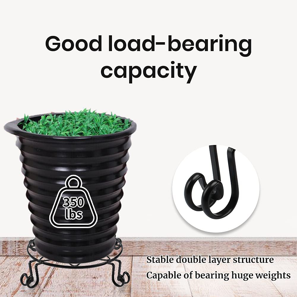 Metal Plant Stand, Heavy Duty Plant Stand for Indoor and Outdoor, Black Flower Pot Holder Display with Scroll Pattern Perfect for Home, Garden, Patio(2 Pcs)