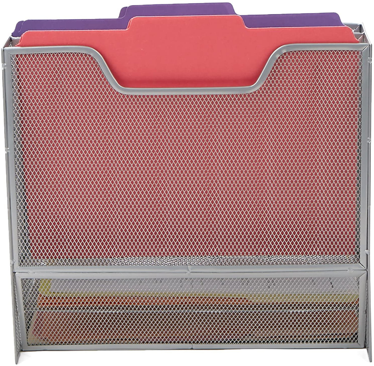 File Folder Racks & File Folder Holders MESHBOX5-SIL 5 Compartment Mesh Desk Storage Organizer, Silver
