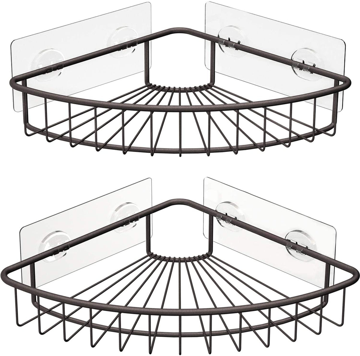2-Pack Corner Shower Caddy, SUS304 Stainless Steel, Wall Mounted Bathroom Shelf with Adhesive, Storage Organizer for Toilet, Dorm and Kitchen (Bronze)