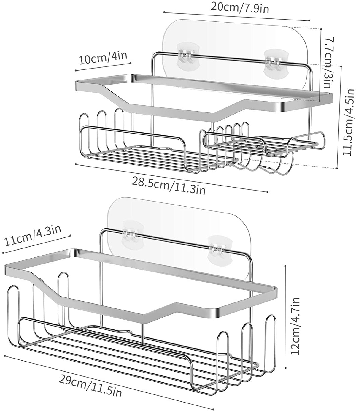 Shower Caddy Shower Storage Rack with 11 Hooks for Hanging Shower Ball and Razor, Shampoo Holder Organizer No Drilling Shower Shelf with 4 Traceless Adhesive Hooks