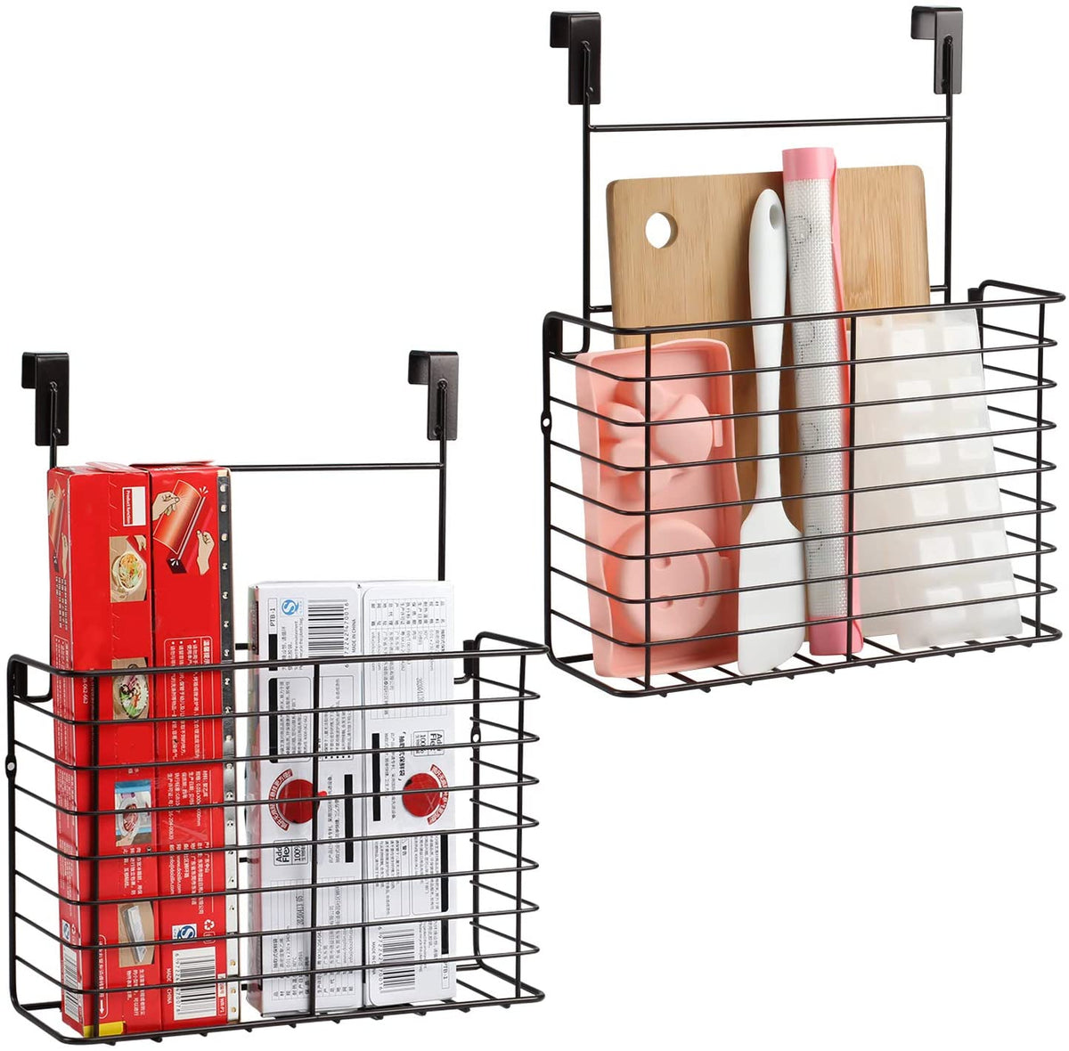 2PK- Kitchen Cabinet Organizer for Cutting Boards Over The Cabinet Organizer Wall Door Mount Foil Holders Rack for Kitchen Bathroom Pantry-Bronze