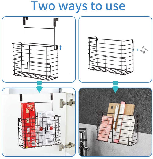 2PK- Kitchen Cabinet Organizer for Cutting Boards Over The Cabinet Organizer Wall Door Mount Foil Holders Rack for Kitchen Bathroom Pantry-Bronze