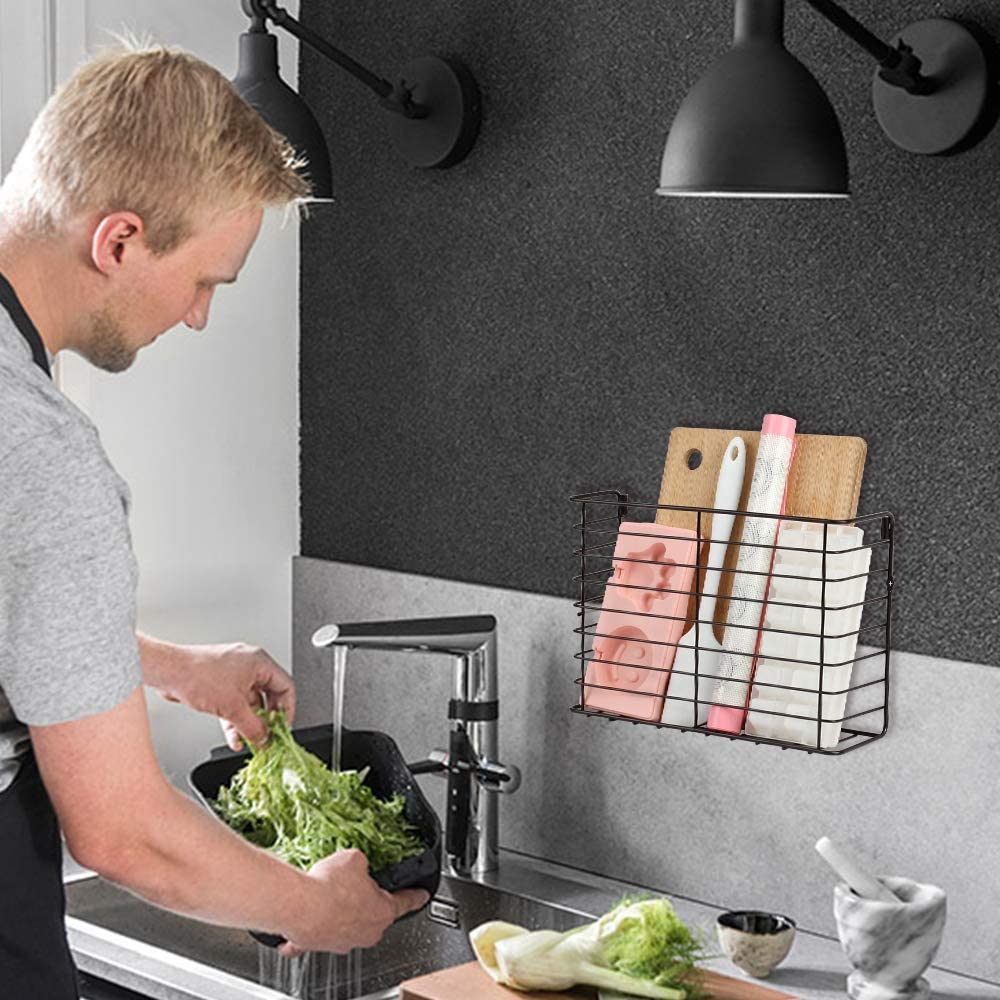 2PK- Kitchen Cabinet Organizer for Cutting Boards Over The Cabinet Organizer Wall Door Mount Foil Holders Rack for Kitchen Bathroom Pantry-Bronze