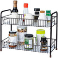 Spice Rack Organizer for Countertop 2 Tier Counter Shelf Standing Holder Storage for Kitchen Cabinet-Bronze