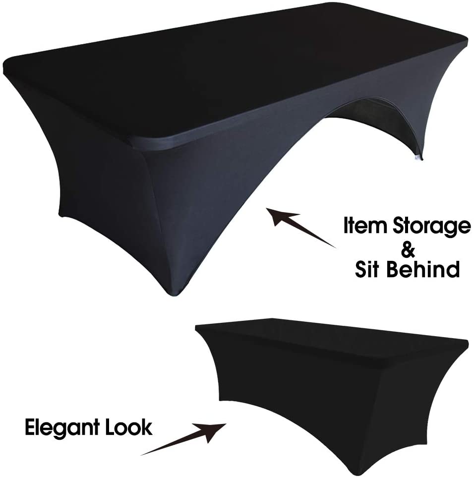 Spandex Table Cover 4 ft. Fitted 30+ Colors Polyester Tablecloth Stretch Spandex Table Cover-Table Toppers,4 FT Table Cover Open Back