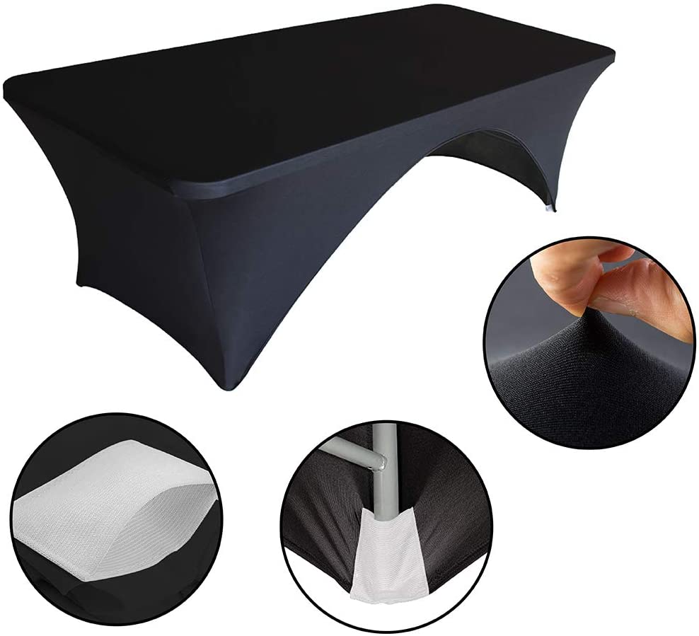 Spandex Table Cover 4 ft. Fitted 30+ Colors Polyester Tablecloth Stretch Spandex Table Cover-Table Toppers,4 FT Table Cover Open Back