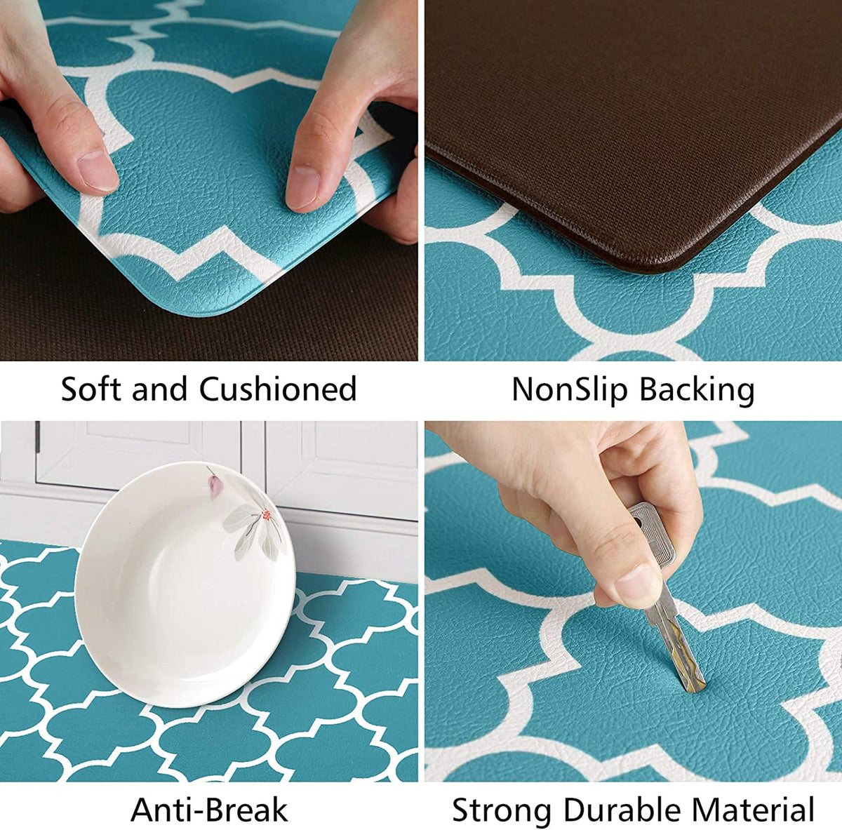 Kitchen Mat [2 PCS] Cushioned Anti-Fatigue Kitchen Rug, Waterproof Non-Slip Kitchen Mats and Rugs Heavy Duty PVC Ergonomic Comfort Standing Foam Mat for Kitchen, Floor Home, Office, Sink, Laundry
